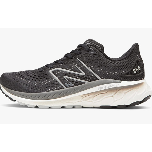 New Balance Women's W860V13 Running Shoe, Black/White/Castlerock, 12 - Picture 1 of 9